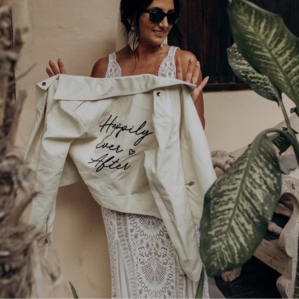 David’s Bridal Happily Ever After White Moto Jacket